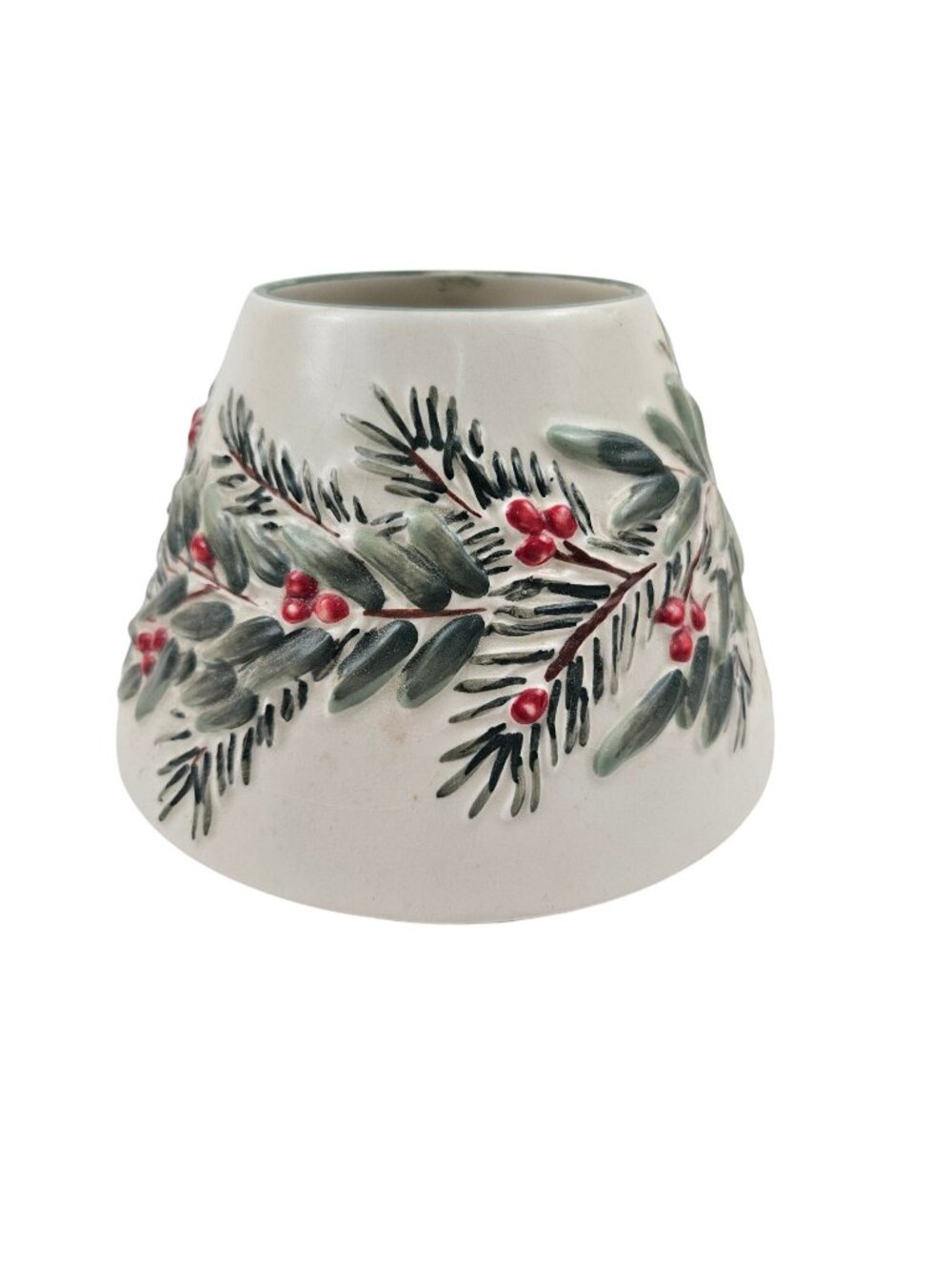 Yankee Candle Large Jar Topper Shade Ceramic Pine Brand And Holly Christmas